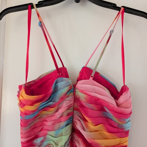 Aqua Multicolor V-notch Sleeveless Dress, Size 8 - Picture 5 of 7